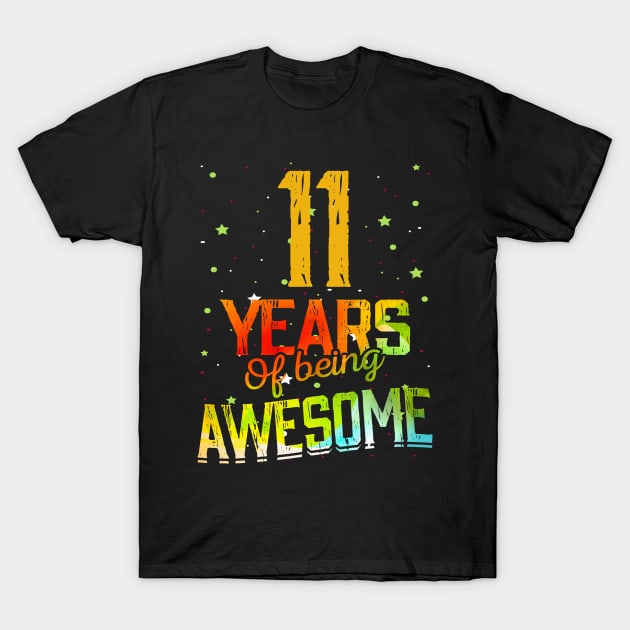 11th Anniversary Gift Vintage Retro 11 Years Of Being Awesome Gifts Funny 11 Years Birthday Men Women T-Shirt by nzbworld